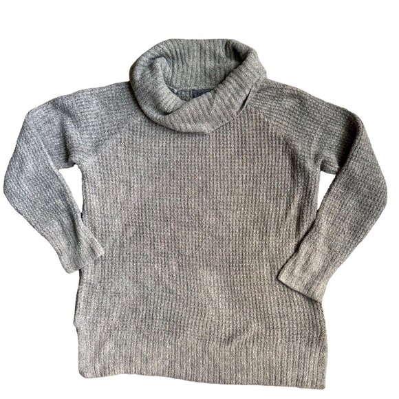 Barefoot Dreams Sweater Womens M CozyChic Lite Gray Cowl Turtleneck Soft Texture - Picture 1 of 7